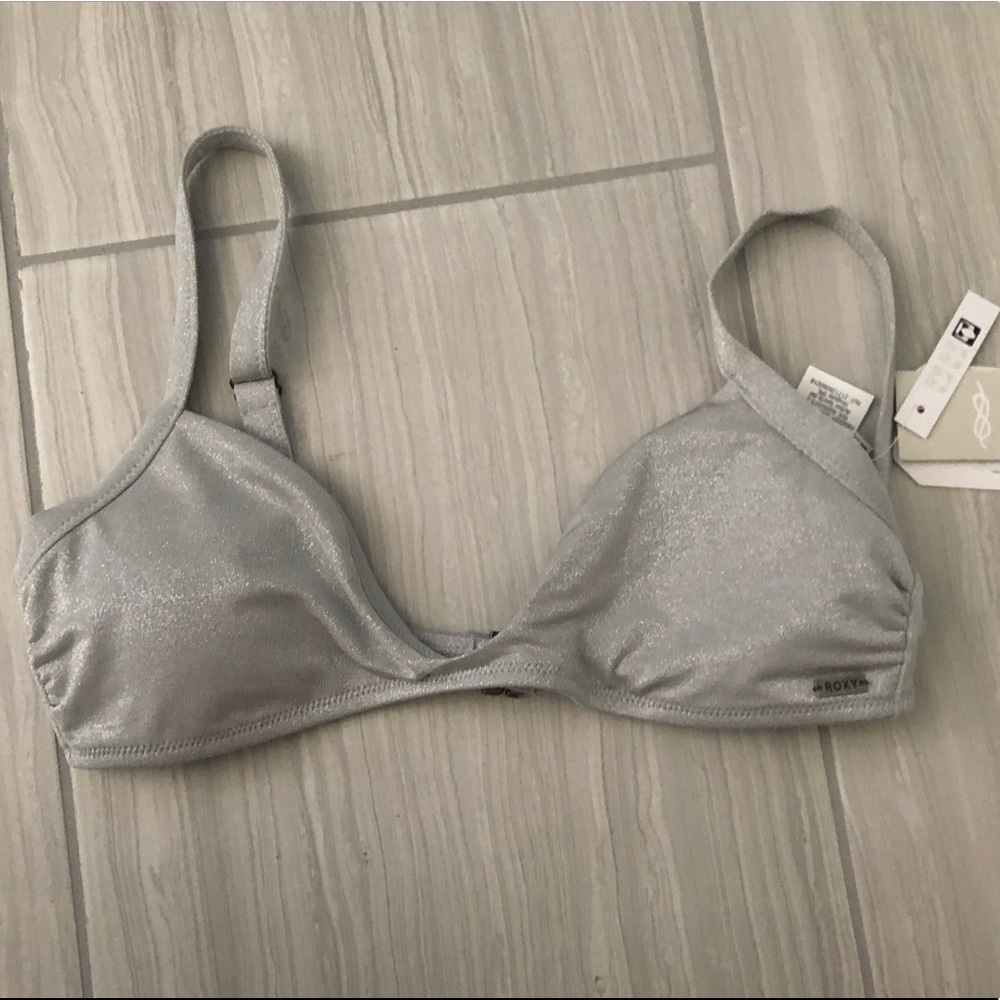 Silver Glitter Roxy Swim Top